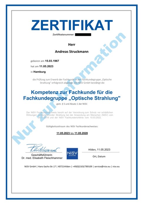 NiSV-Zertifikat für Andreas Struckmann, MyBodyCare Langwedel